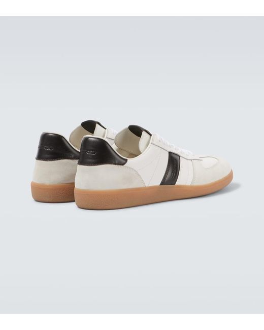Tom Ford White Archer Suede-Trimmed Leather Sneakers for men