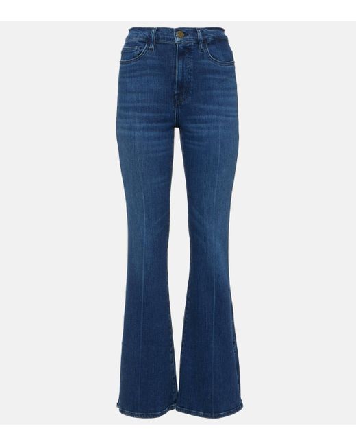 FRAME Blue Le Easy Flare High-rise Flared Jeans
