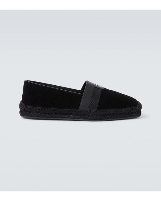 Christian Louboutin Black Alfarica Logo-Embellished Leather And Grosgrain-Trimmed Suede Espadrilles for men