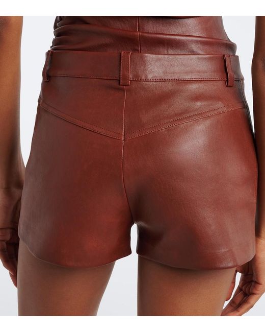 Stouls Red Roxie Mid-Rise Leather Shorts