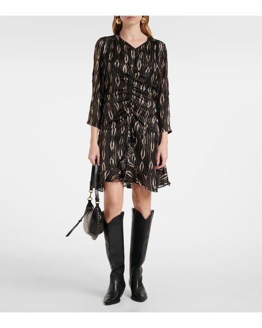 Isabel Marant Black Octavia Snake-Effect Silk-Blend Minidress
