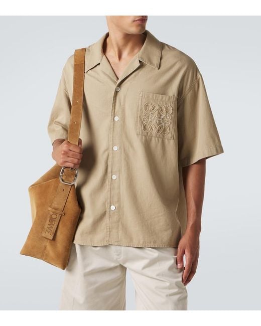 Loewe Natural Logo Embroidered Cotton Shirt for men