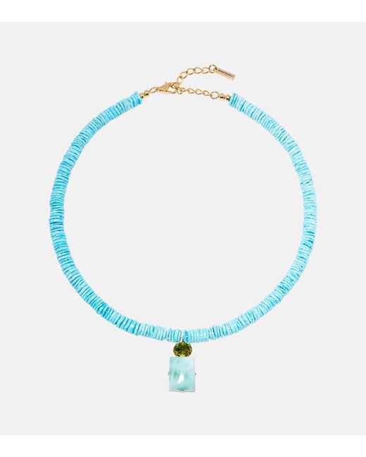 Jennifer Behr Blue Alette Beaded Pendant Necklace