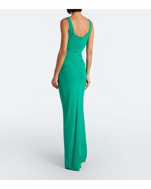 Christopher Esber Green Salacia Ruched Jersey Maxi Dress