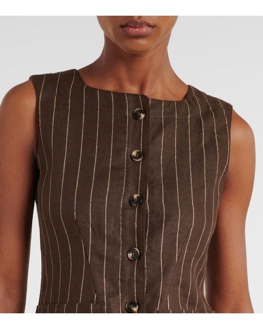 Posse Brown Emma Pinstripe Linen Top