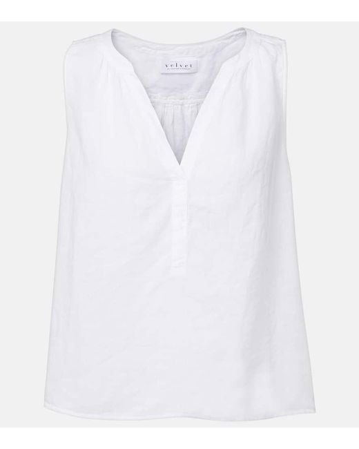 Velvet White Tacy Linen Top