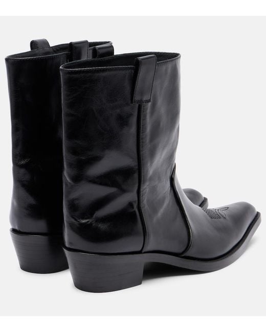 Khaite Black Clive Leather Ankle Boots