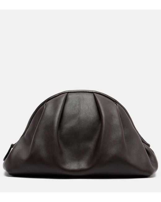 The Row Black Charlotte Small Leather Clutch