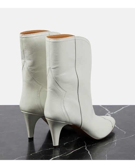 Isabel Marant White Patent Leather Ankle Boots