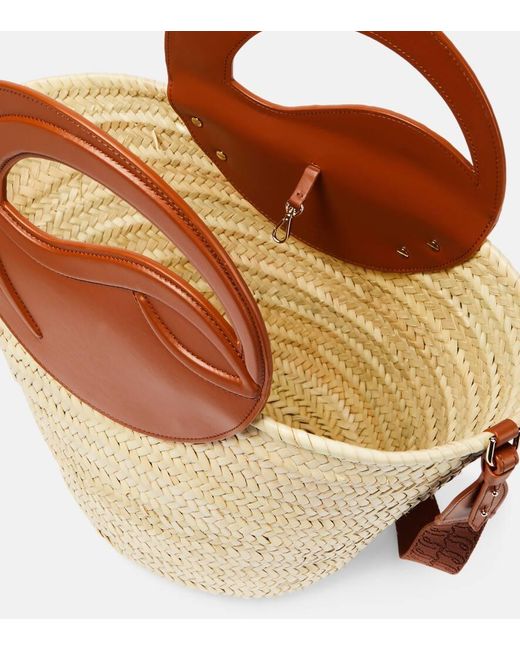 Christian Louboutin Brown Biloumoon Straw And Leather Basket Bag