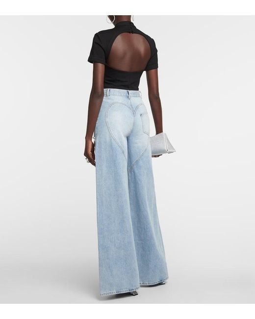 Jean Ample A Taille Haute A Ornements Area en coloris Blue