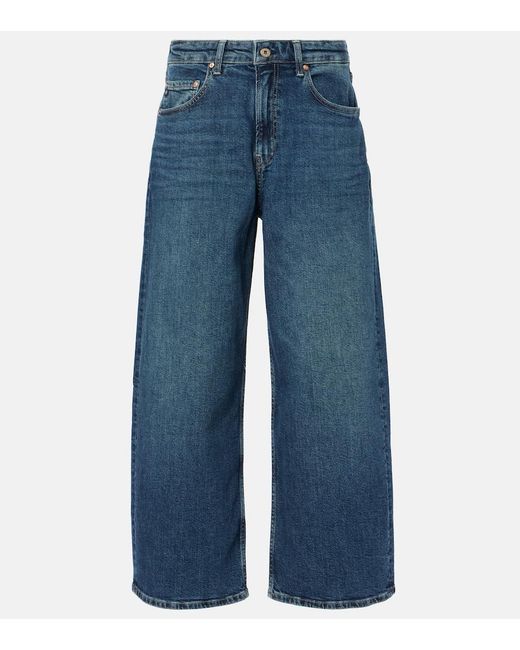 AG Jeans Blue High-Rise Wide-Leg Jeans