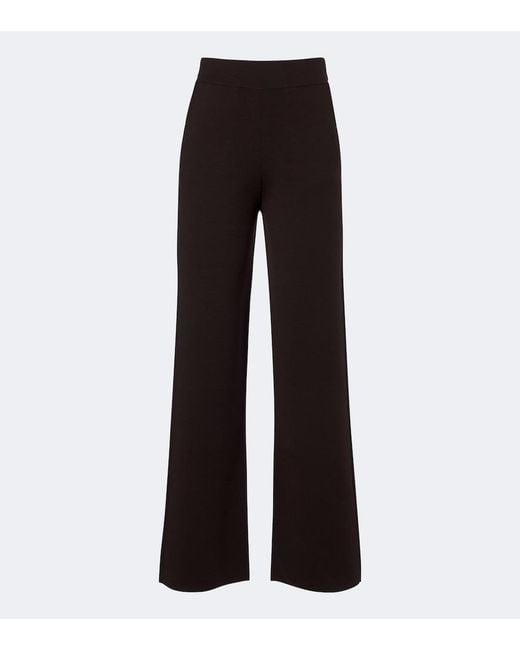 Max Mara Black Knitted Wool-Blend Wide-Leg Pants