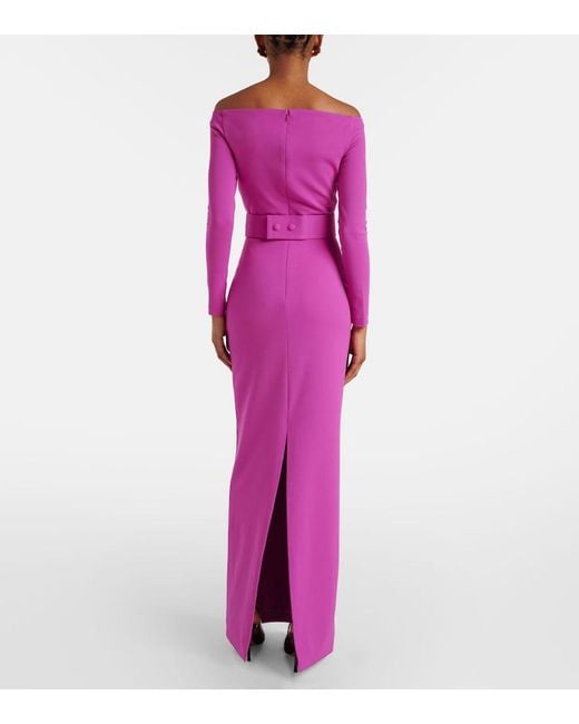 Solace London Purple Sabina Off-Shoulder Gown