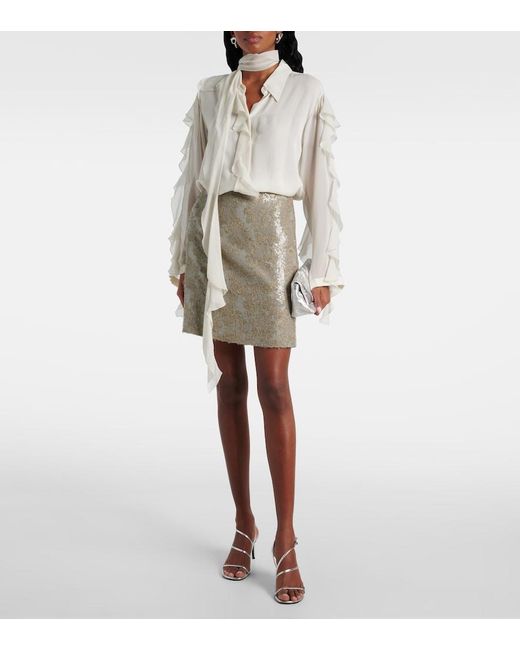Dorothee Schumacher Natural Sequined Pencil Midi Skirt