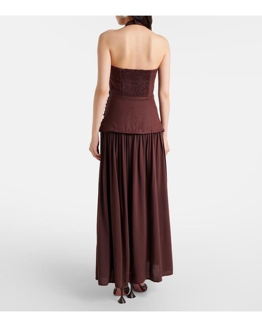 Faithfull The Brand Purple Tali Halterneck Linen Maxi Dress