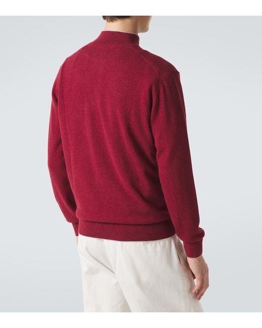 Eleventy Red Cashmere Half-Zip Sweater for men