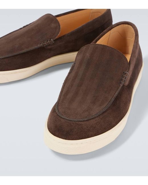 Brunello Cucinelli Brown Herringbone Suede Loafers for men