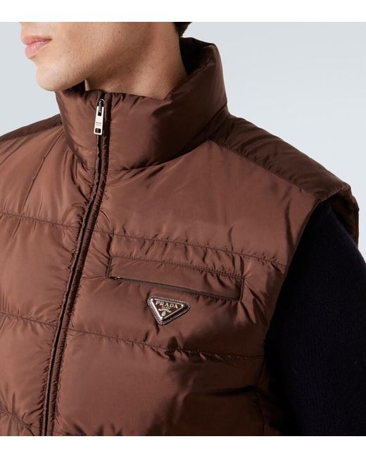 Prada Brown Re-Nylon Down Vest for men