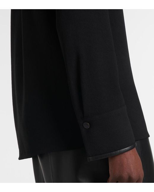 Vince Black Faux Leather-Trimmed Shirt