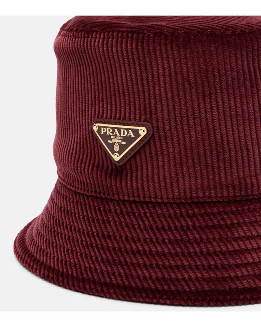 Prada Red Cotton Corduroy Bucket Hat