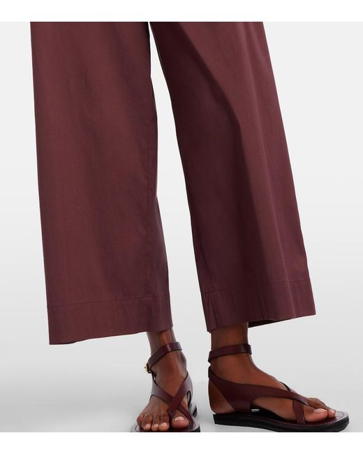 Max Mara Red Pece Cotton-Blend Wide-Leg Pants