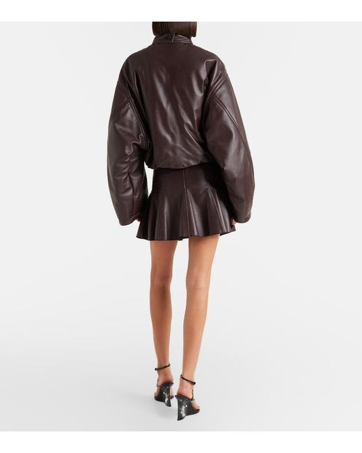 Alaïa Brown Pleated Leather Miniskirt