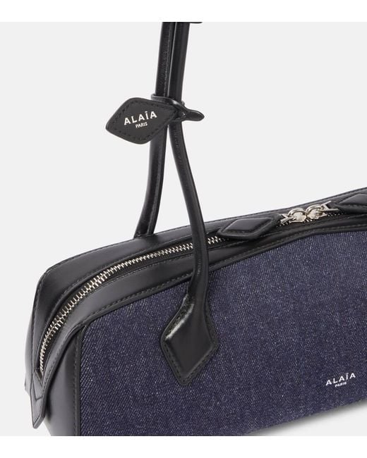 Alaïa Blue Schultertasche Le Teckel Medium Aus Denim