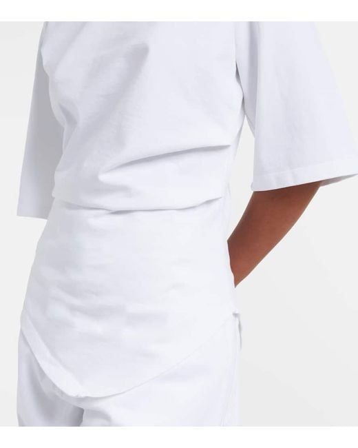 Rohe White Gathered Cotton Jersey T-Shirt