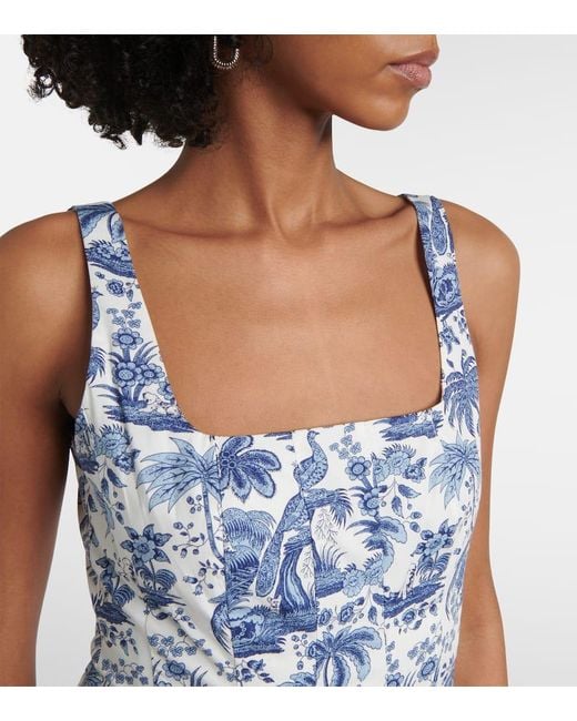 Staud Blue Wells Floral Cotton Minidress