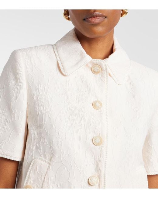 Etro White Cottton-Blend Jacquard Jacket
