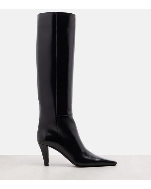 Saint Laurent Black Jill 75 Leather Knee-High Boots