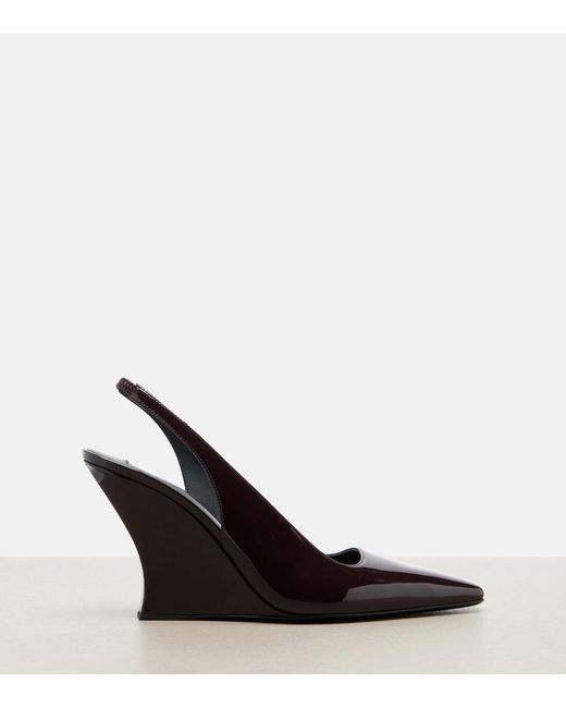 Alaïa Black Patent Leather Wedge Slingback Pumps