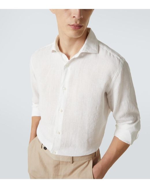 Thom Sweeney White Linen Shirt for men