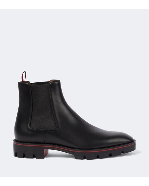 Christian Louboutin Black Alpinosol Leather Chelsea Boots for men