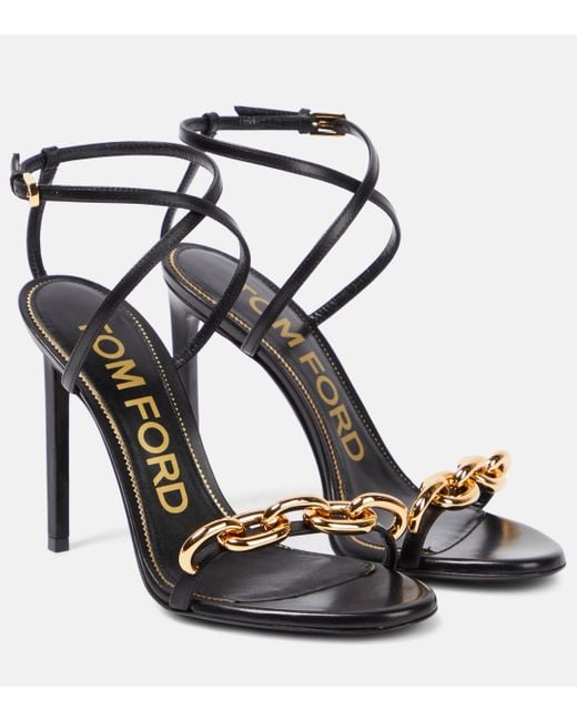 Tom Ford Black Chain Leather Sandals