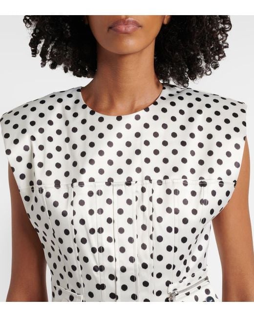 White & Black Polka Dot Corset Button-Down Spaghetti Strap Mini Dress main image 1