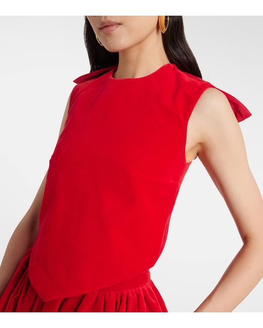 Top Raccourci En Velours De Coton Patou en coloris Red