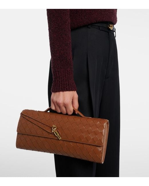 Bottega Veneta Brown Intrecciato Leather Clutch