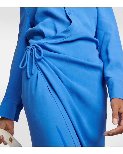 Valentino Blue Cady Couture Silk Shirt Dress