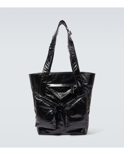 Prada Black Leather Tote Bag for men