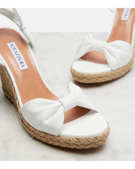 Aquazzura White Carina Leather Espadrille Wedges