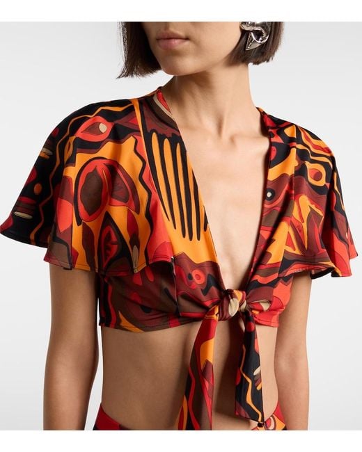 Emilio Pucci Red Kwango Jersey Satin Crop Top
