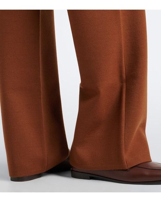 Max Mara Brown Wool-Blend Wide-Leg Pants