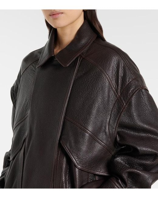 Nour Hammour Black Micah Leather Bomber Jacket