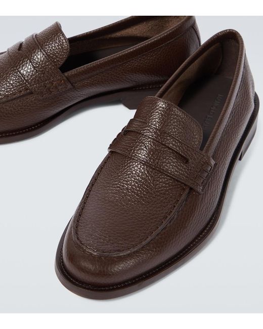 Manolo Blahnik Brown Perry Leather Penny Loafers for men