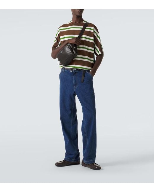 Prada Green Striped Cotton Jersey T-Shirt for men