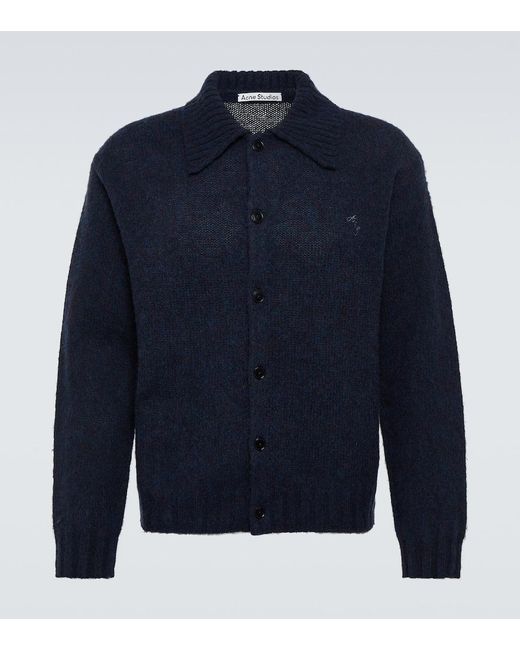 Acne Blue Wool Cardigan for men