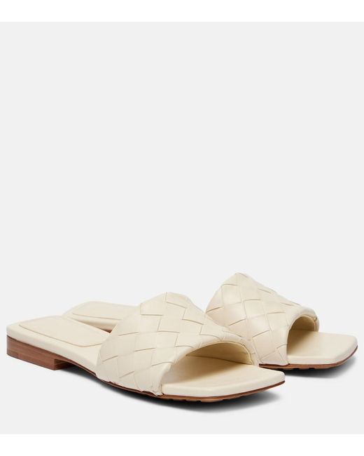 Bottega Veneta Natural Parco Intrecciato Leather Slides