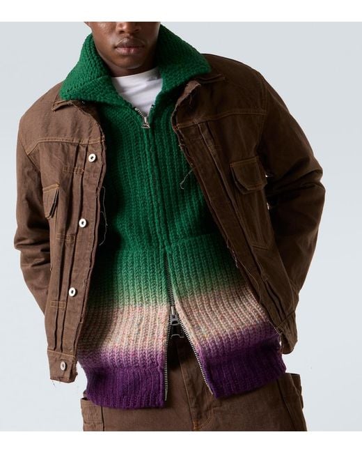 Sacai Brown Denim Jacket for men